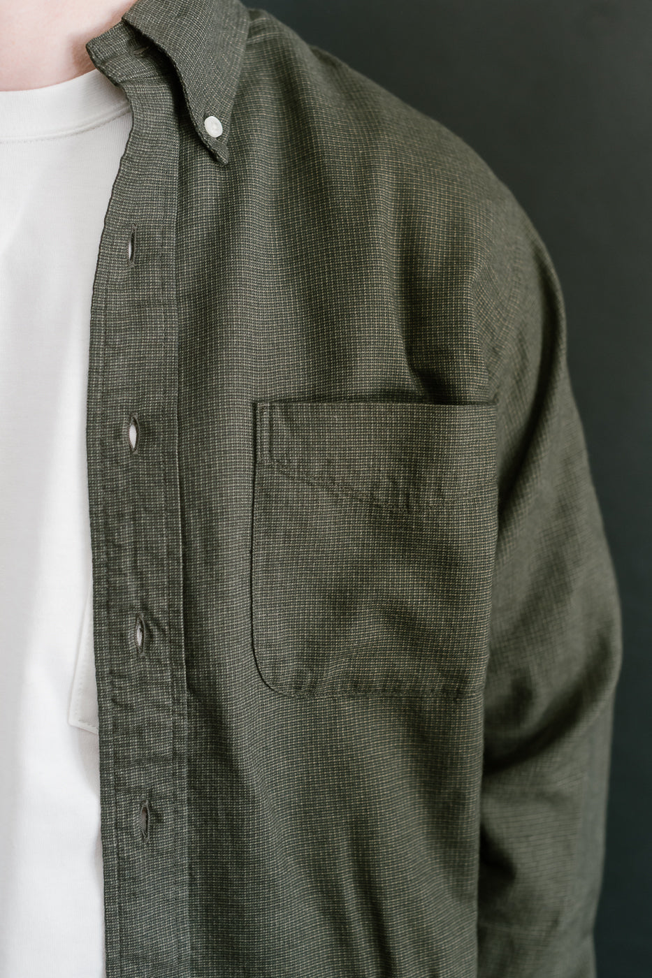 01-8112-52 - Standard Button Down Brushed Mini-Check Flannel - Coffee Brown