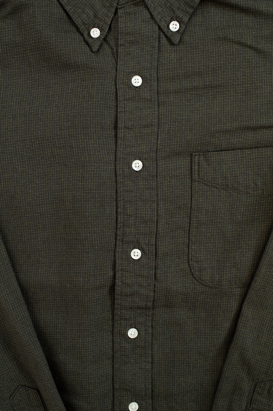 01-8112-52 - Standard Button Down Brushed Mini-Check Flannel - Coffee Brown