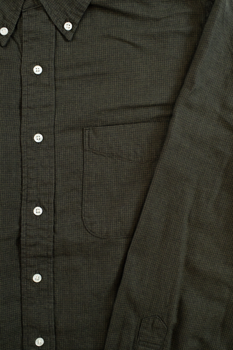 01-8112-52 - Standard Button Down Brushed Mini-Check Flannel - Coffee Brown
