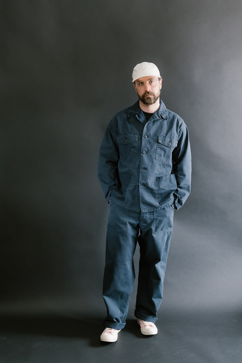 01-8346-02 - 4-Pocket Fatigue Shirt Herringbone Twill - Navy