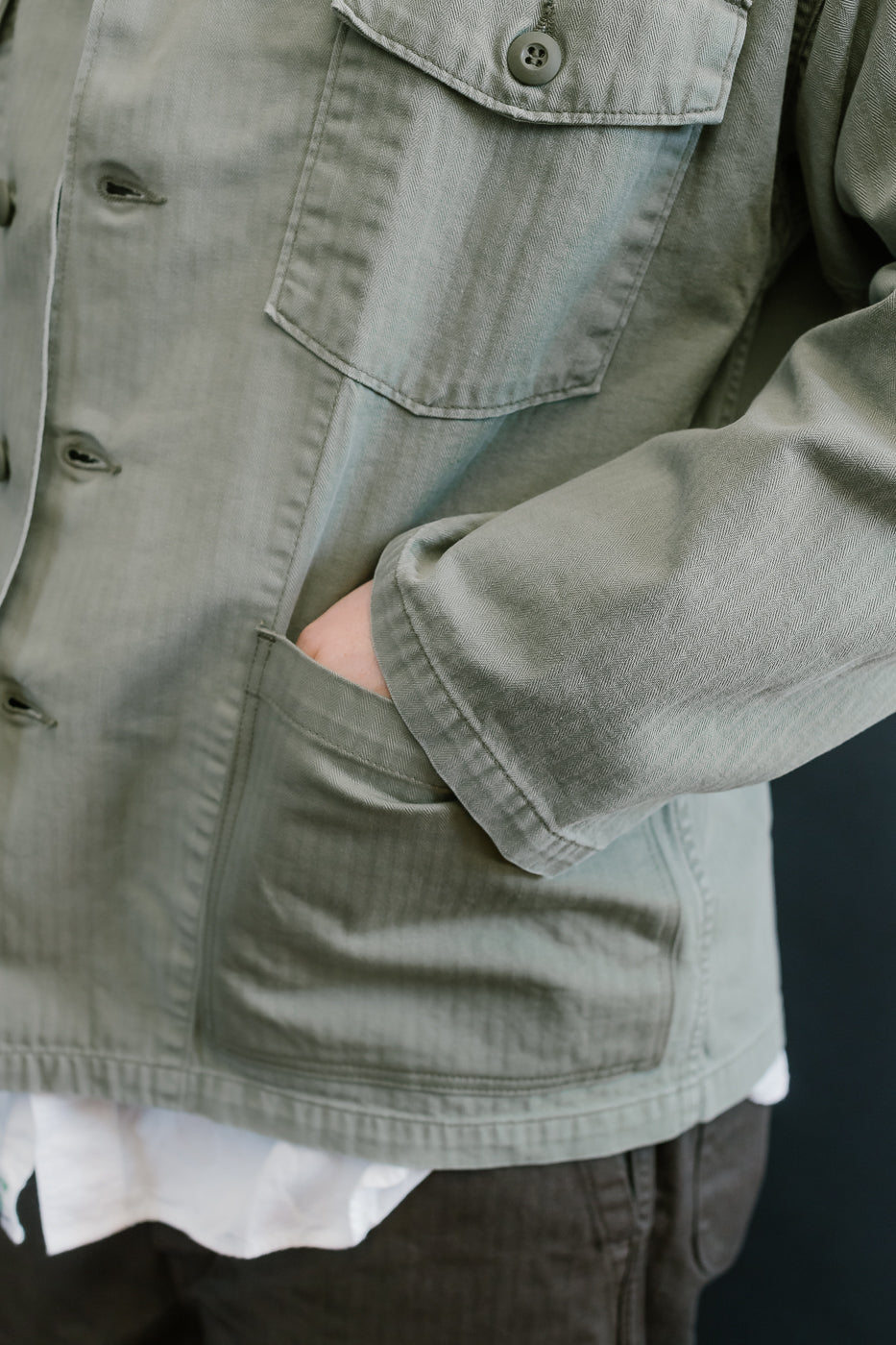01-8346-16 - 4-Pocket Fatigue Shirt Herringbone Twill - Green