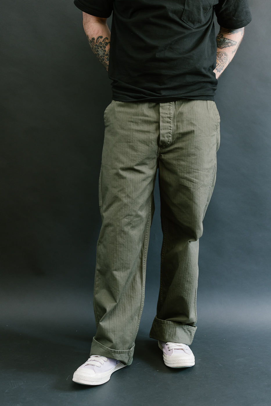 03-5011-76 - Wide French Work Pant - Army Green
