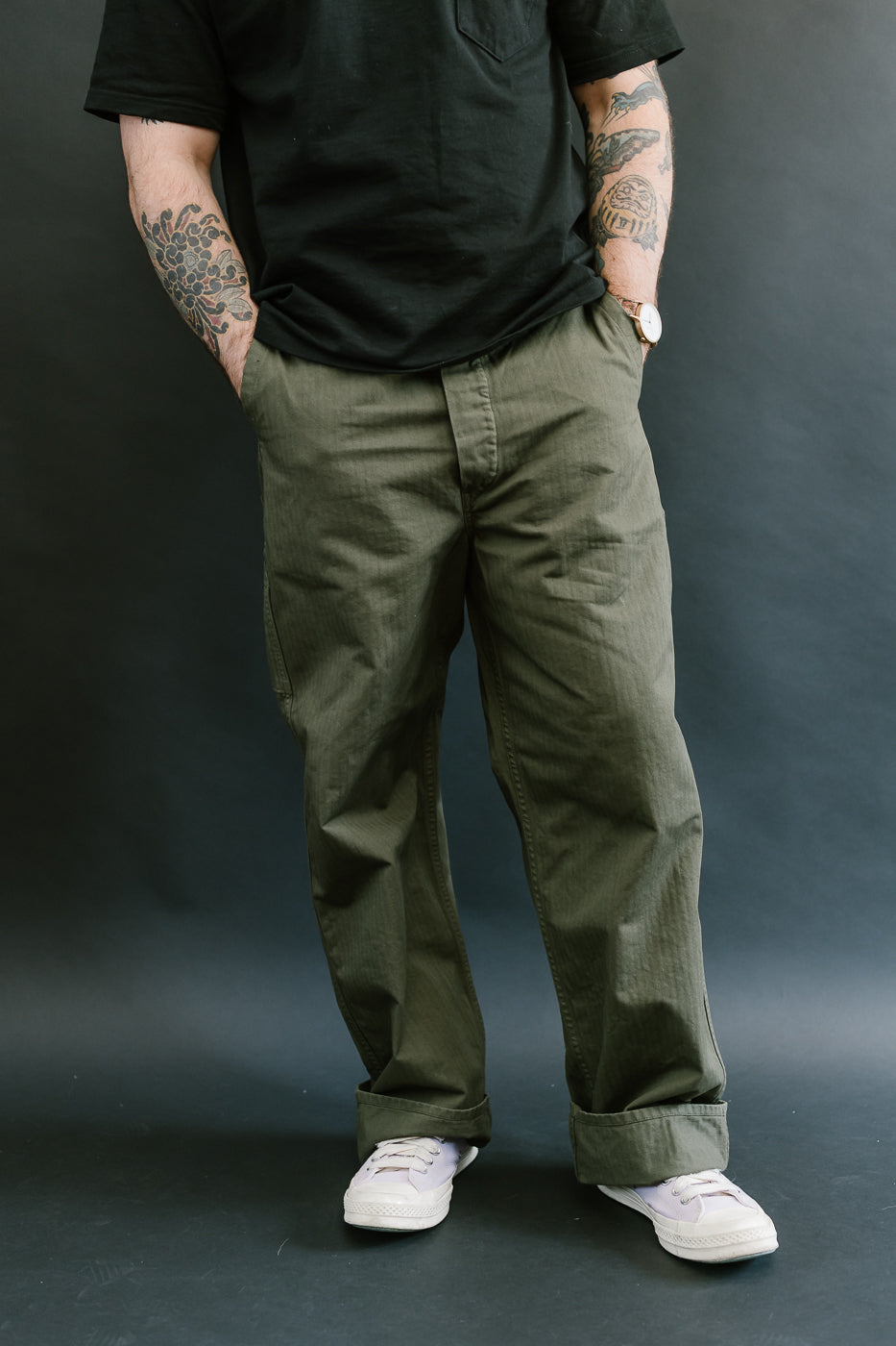 03-5011-76 - Wide French Work Pant - Army Green