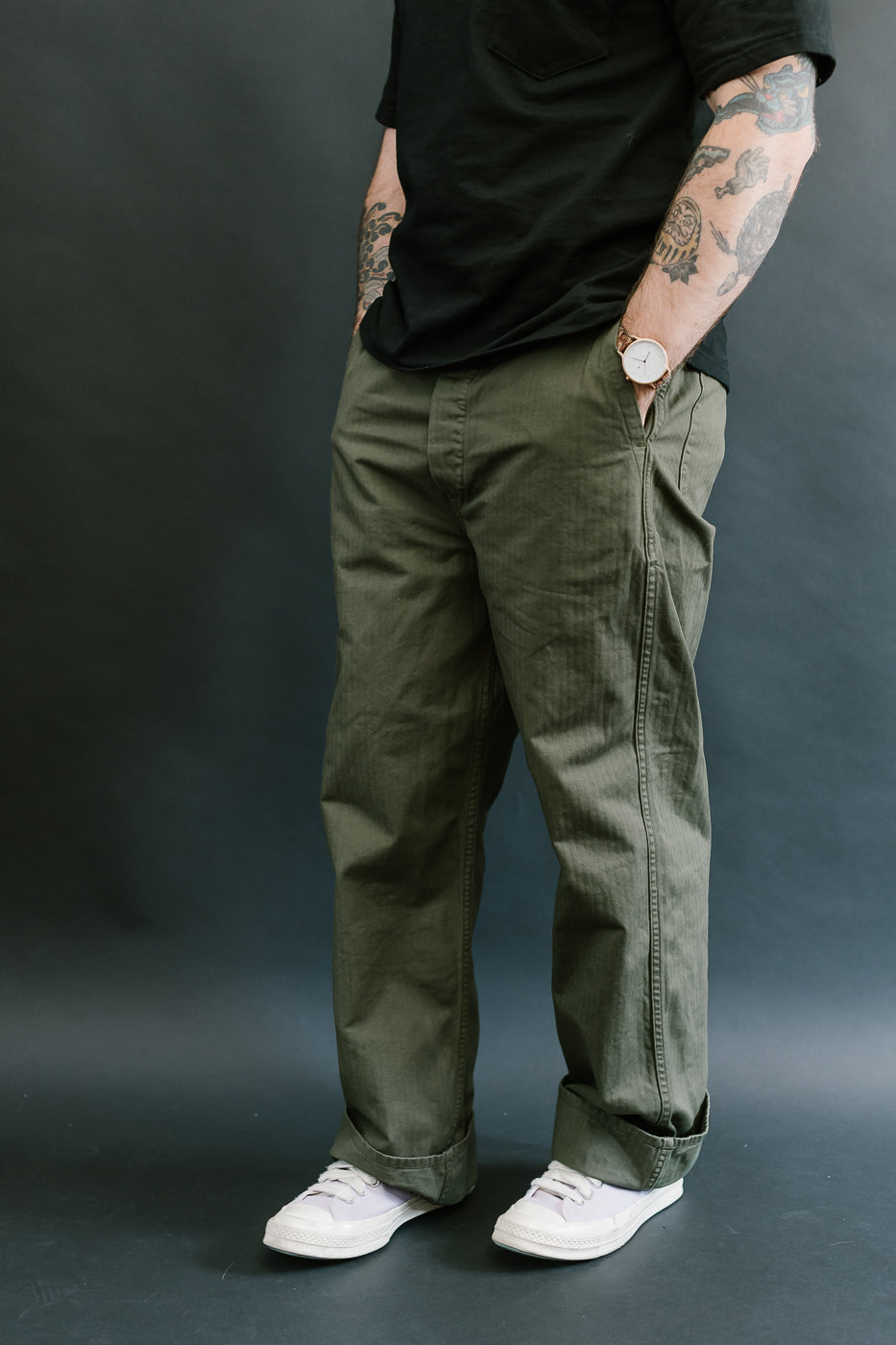 03-5011-76 - Wide French Work Pant - Army Green