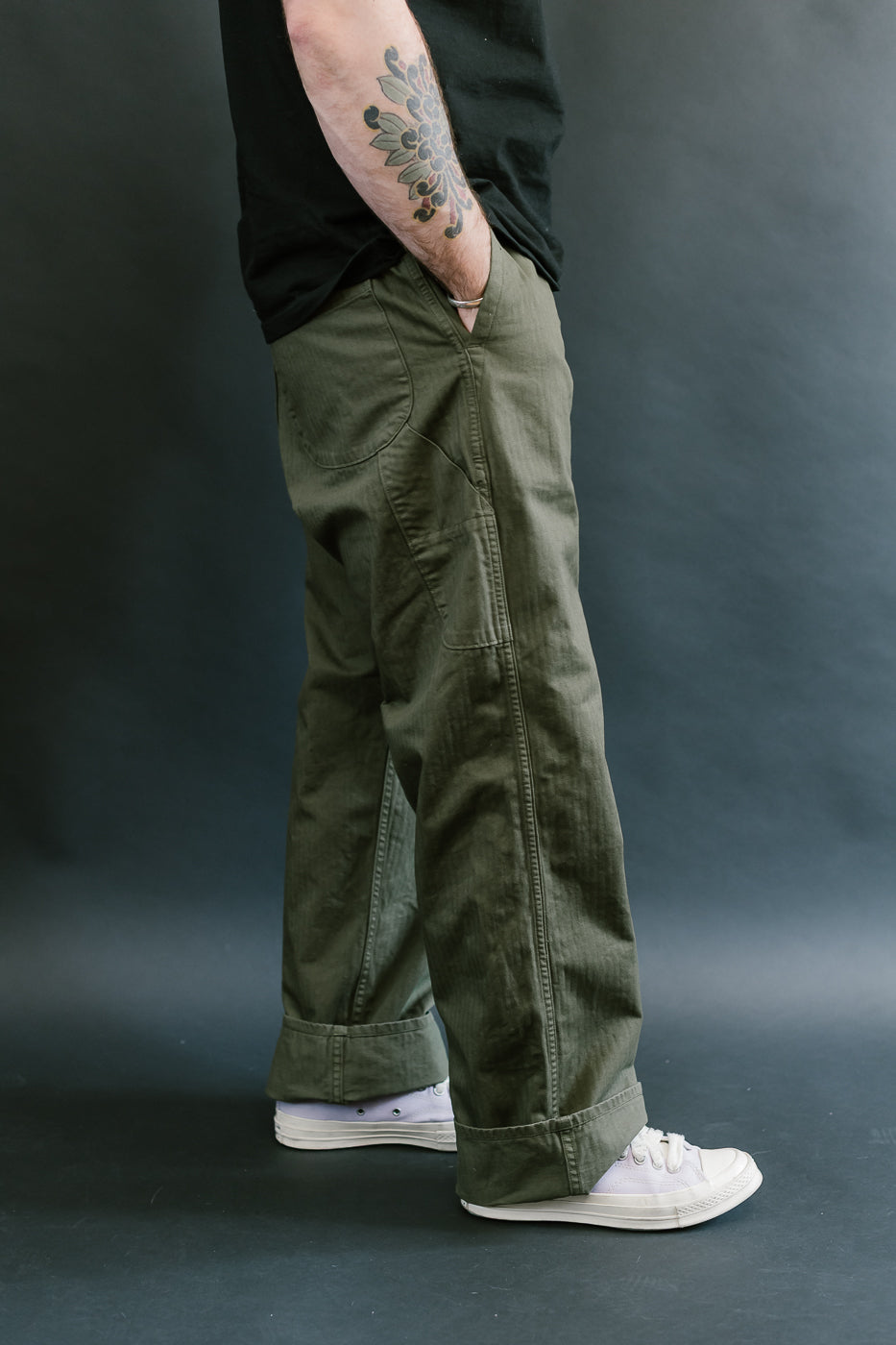03-5011-76 - Wide French Work Pant - Army Green