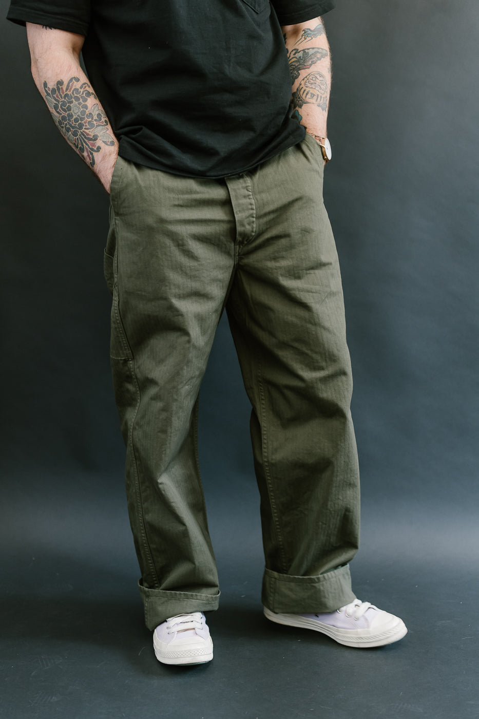03-5011-76 - Wide French Work Pant - Army Green