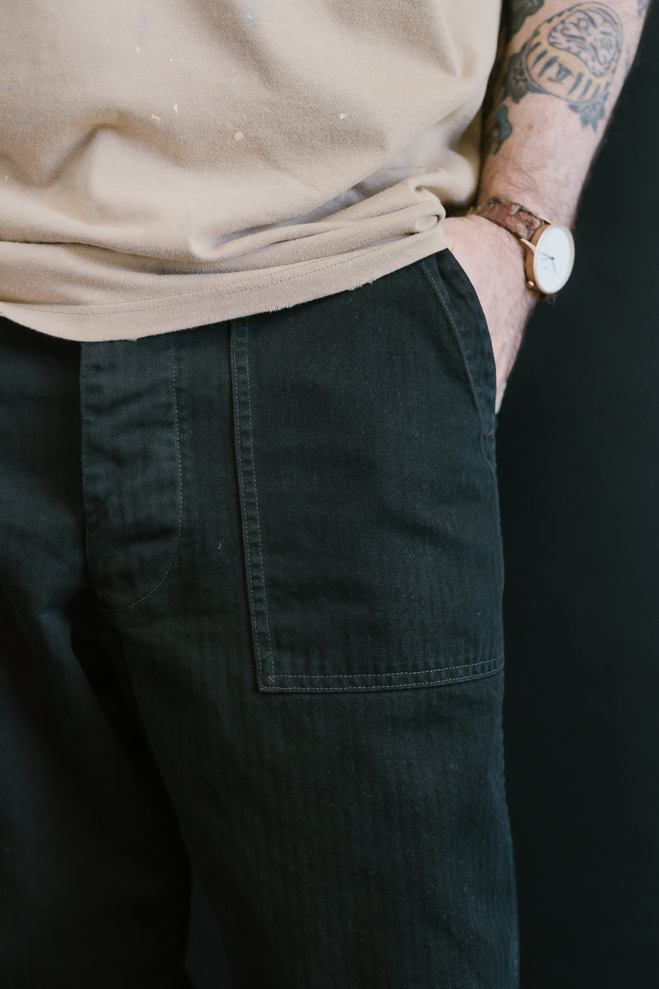 01-5103-61 - Herringbone Summer Fatigue Pants - Black
