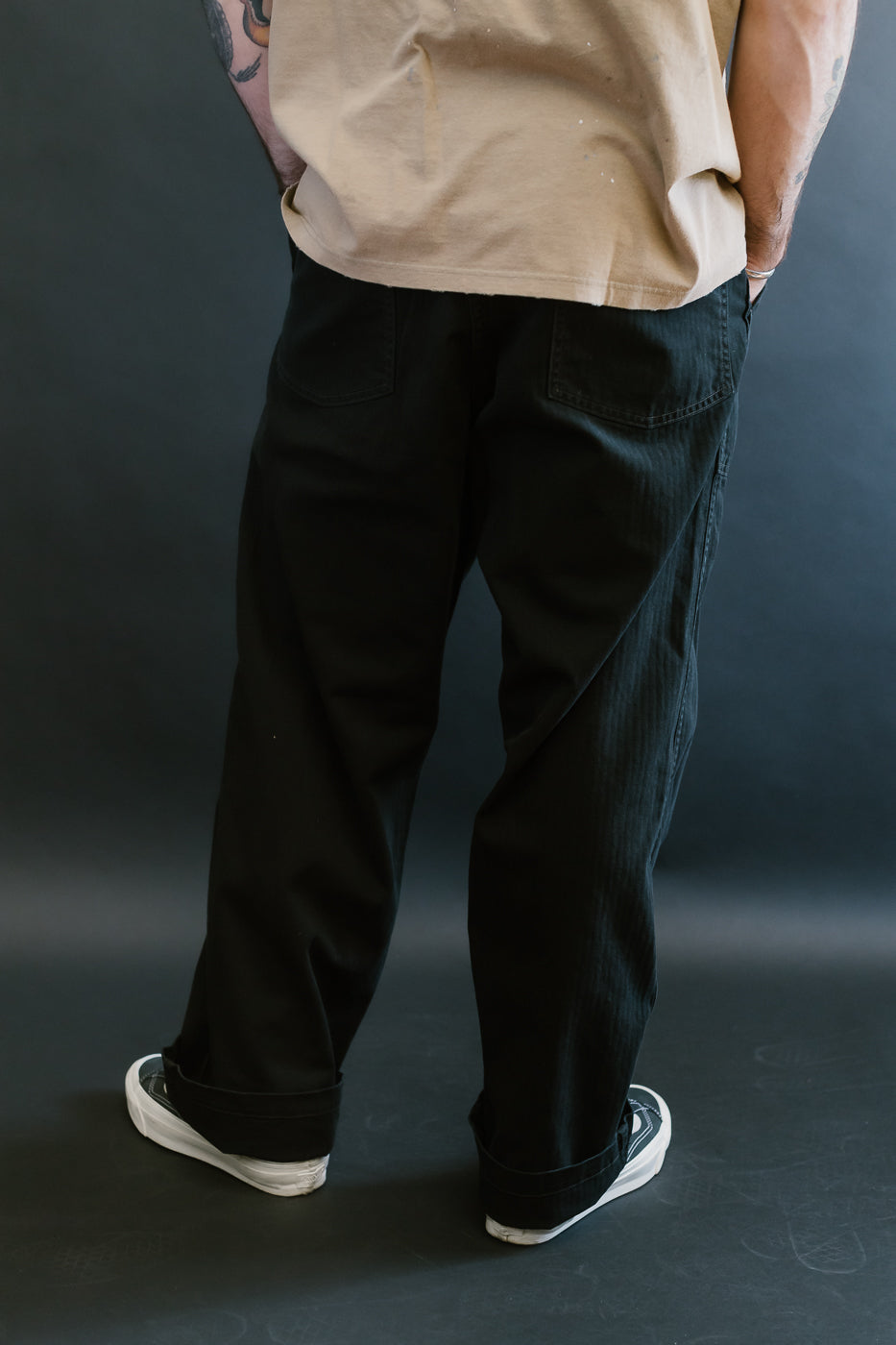 01-5103-61 - Herringbone Summer Fatigue Pants - Black