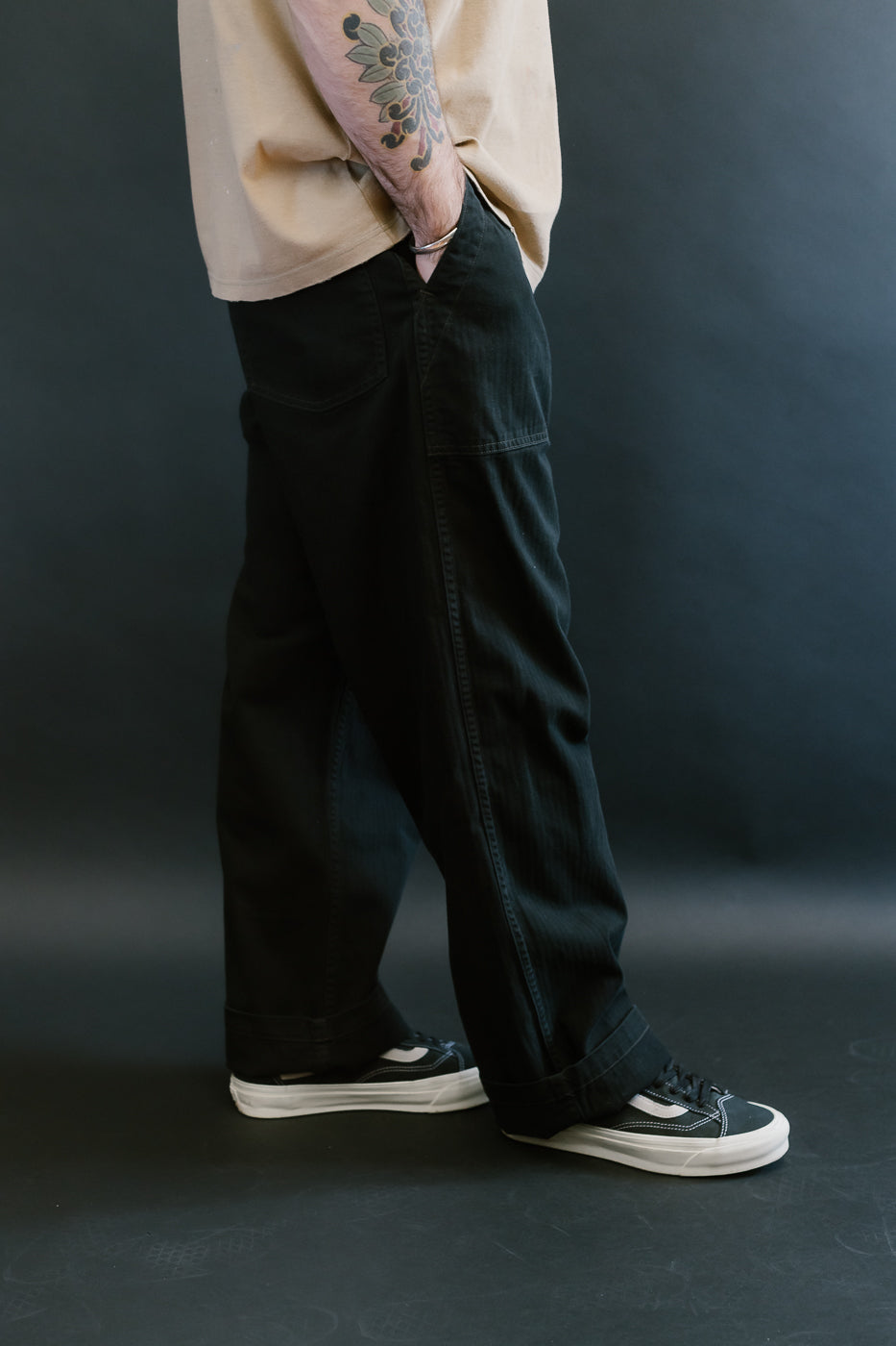 01-5103-61 - Herringbone Summer Fatigue Pants - Black