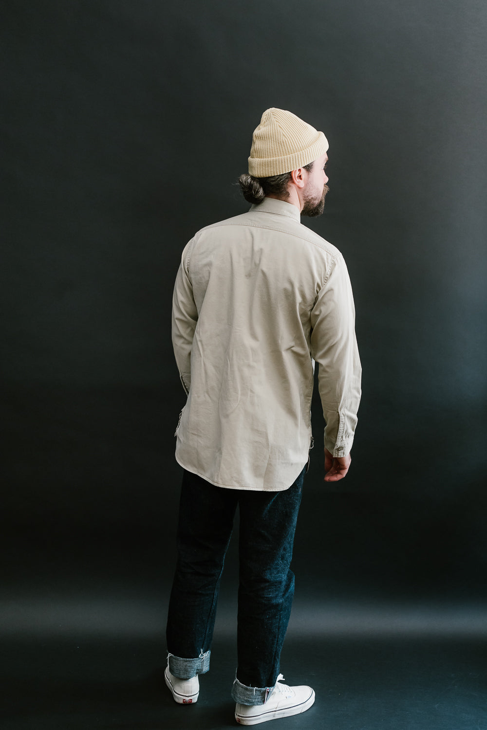 03-V8070- 67 - 1960s Twill Work Shirt Vintage Fit - Beige