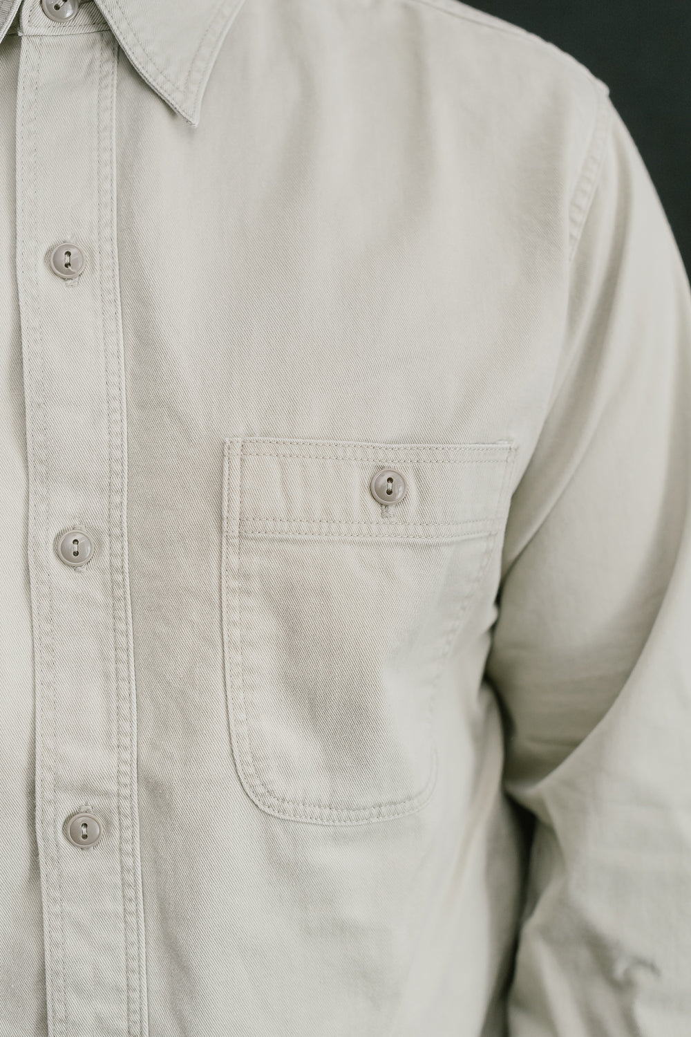 03-V8070- 67 - 1960s Twill Work Shirt Vintage Fit - Beige