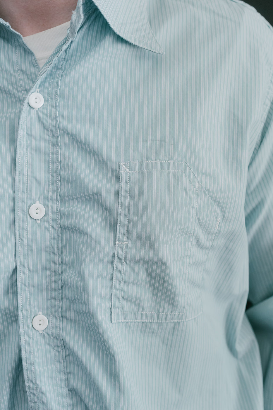 1201C-SSG - No. 1 Shirt Stripe Shirting MV - Green