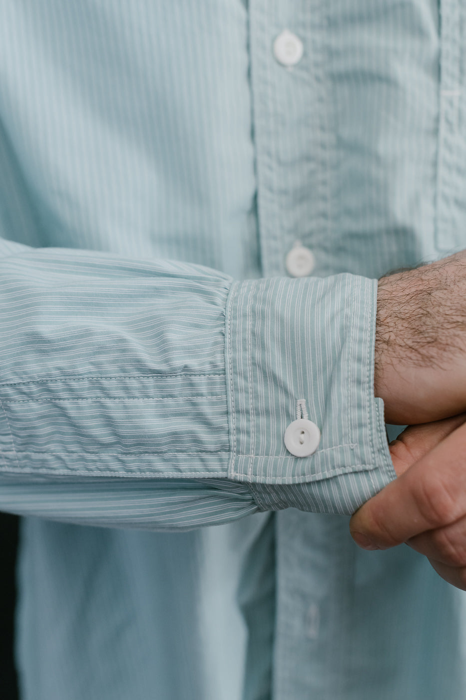 1201C-SSG - No. 1 Shirt Stripe Shirting MV - Green