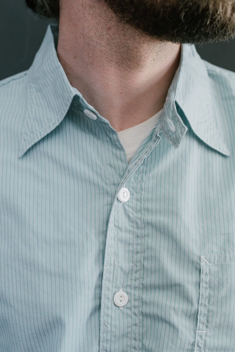 1201C-SSG - No. 1 Shirt Stripe Shirting MV - Green