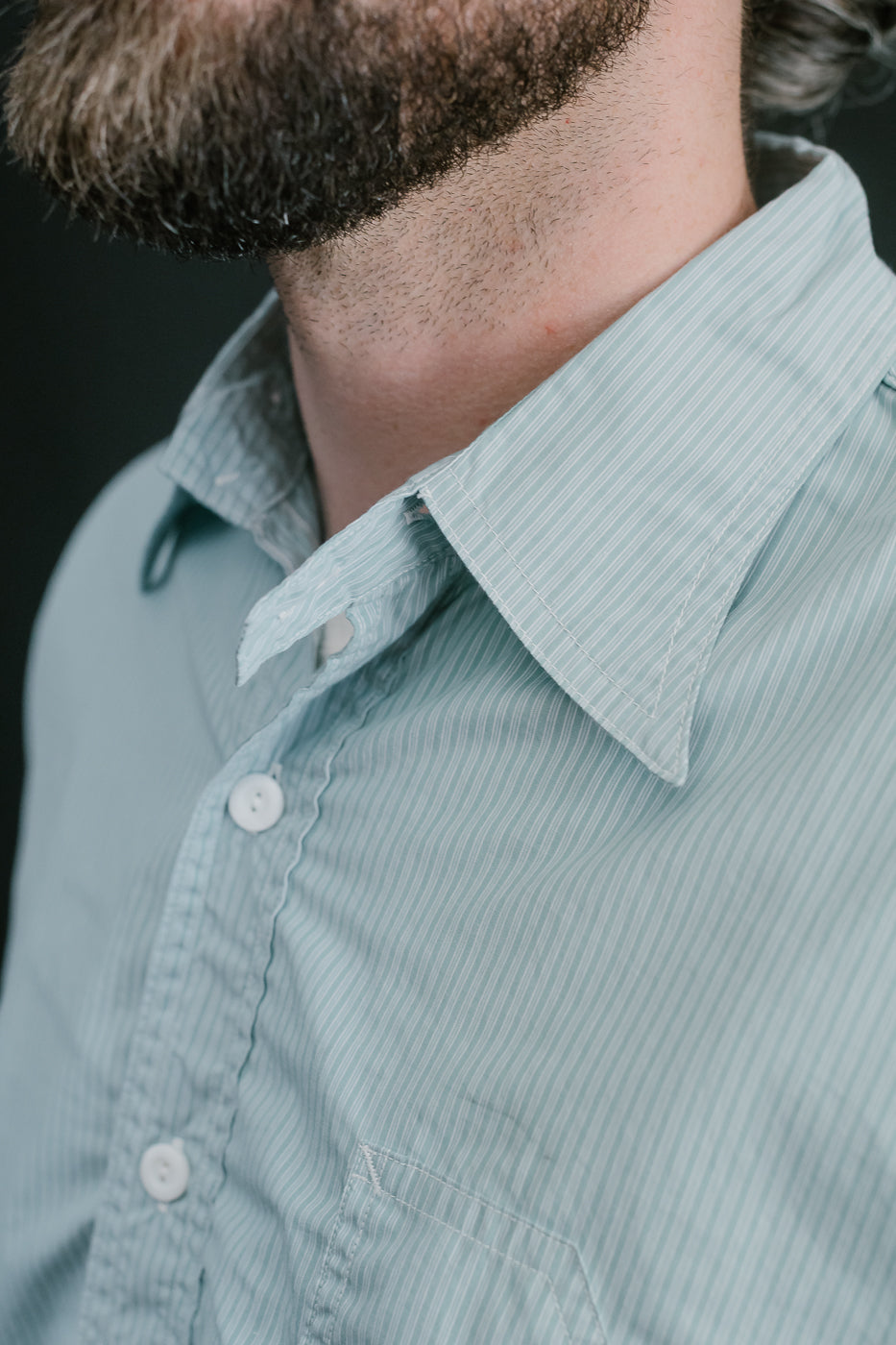 1201C-SSG - No. 1 Shirt Stripe Shirting MV - Green