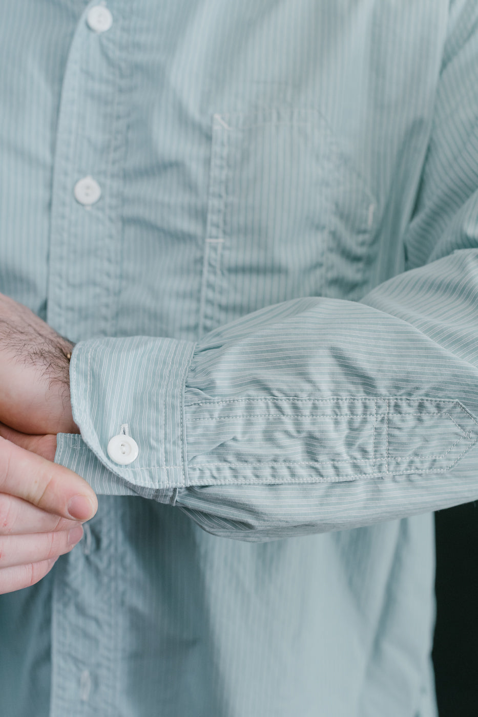 1201C-SSG - No. 1 Shirt Stripe Shirting MV - Green