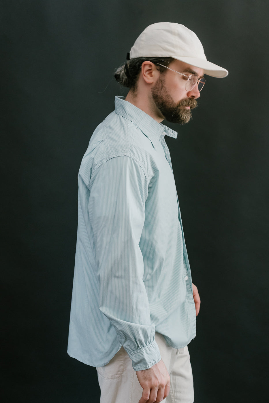 1201C-SSG - No. 1 Shirt Stripe Shirting MV - Green