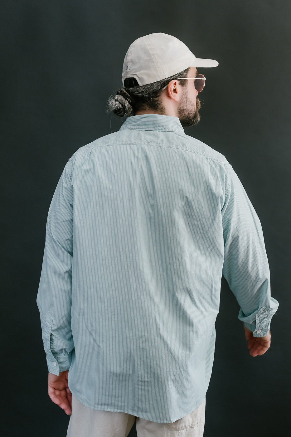 1201C-SSG - No. 1 Shirt Stripe Shirting MV - Green