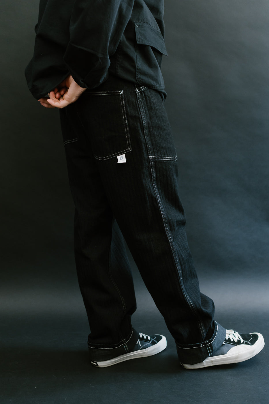 1301-HBB - Army Pants Herringbone Denim - Black