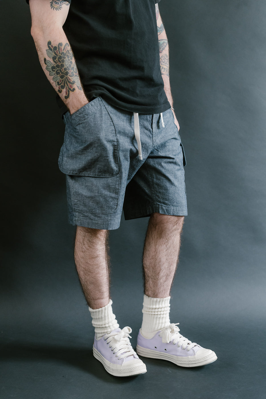 2323E-MC - E-Z Dee's Shorts Medium Weight Chambray - Indigo