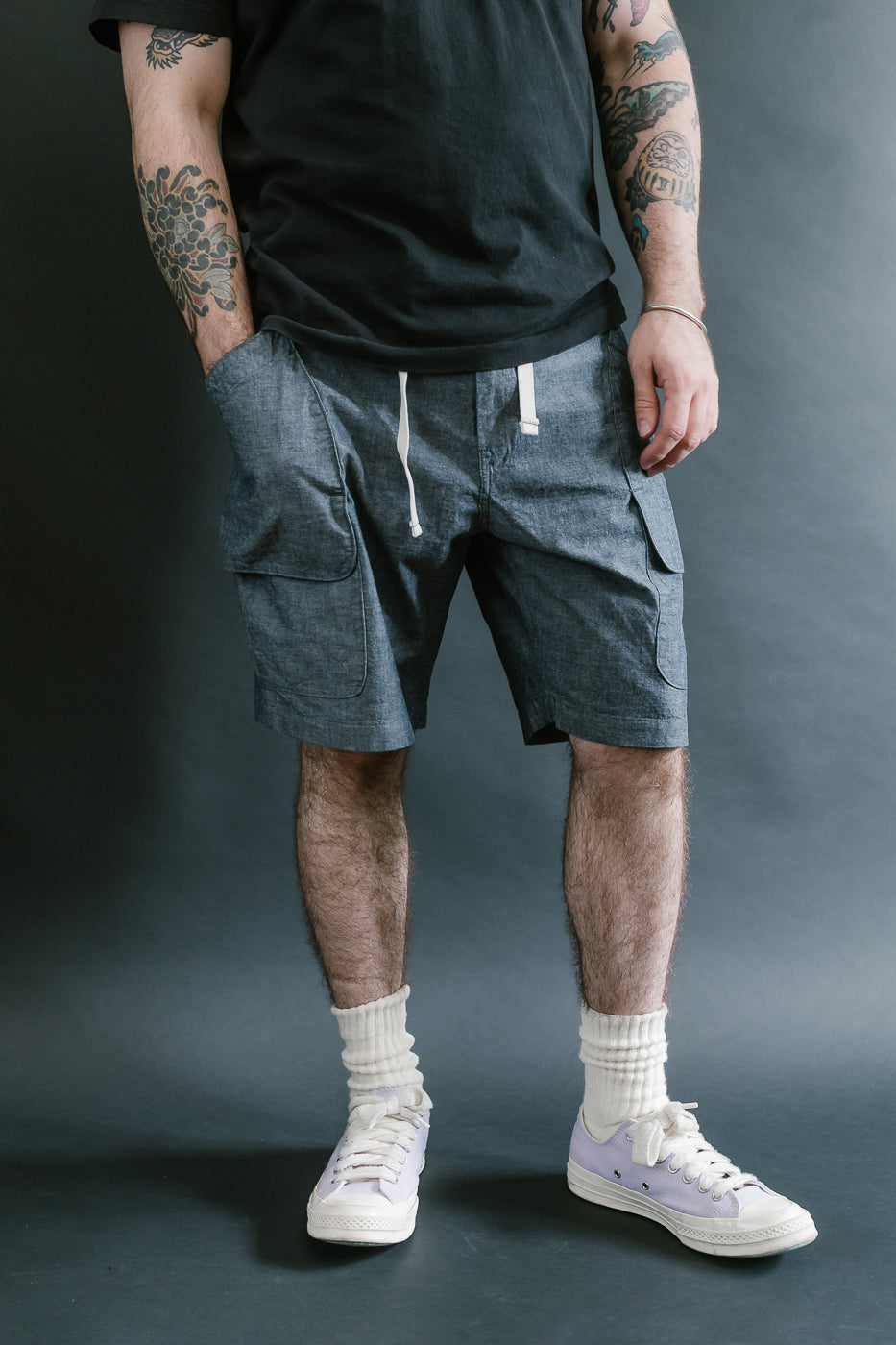 2323E-MC - E-Z Dee's Shorts Medium Weight Chambray - Indigo
