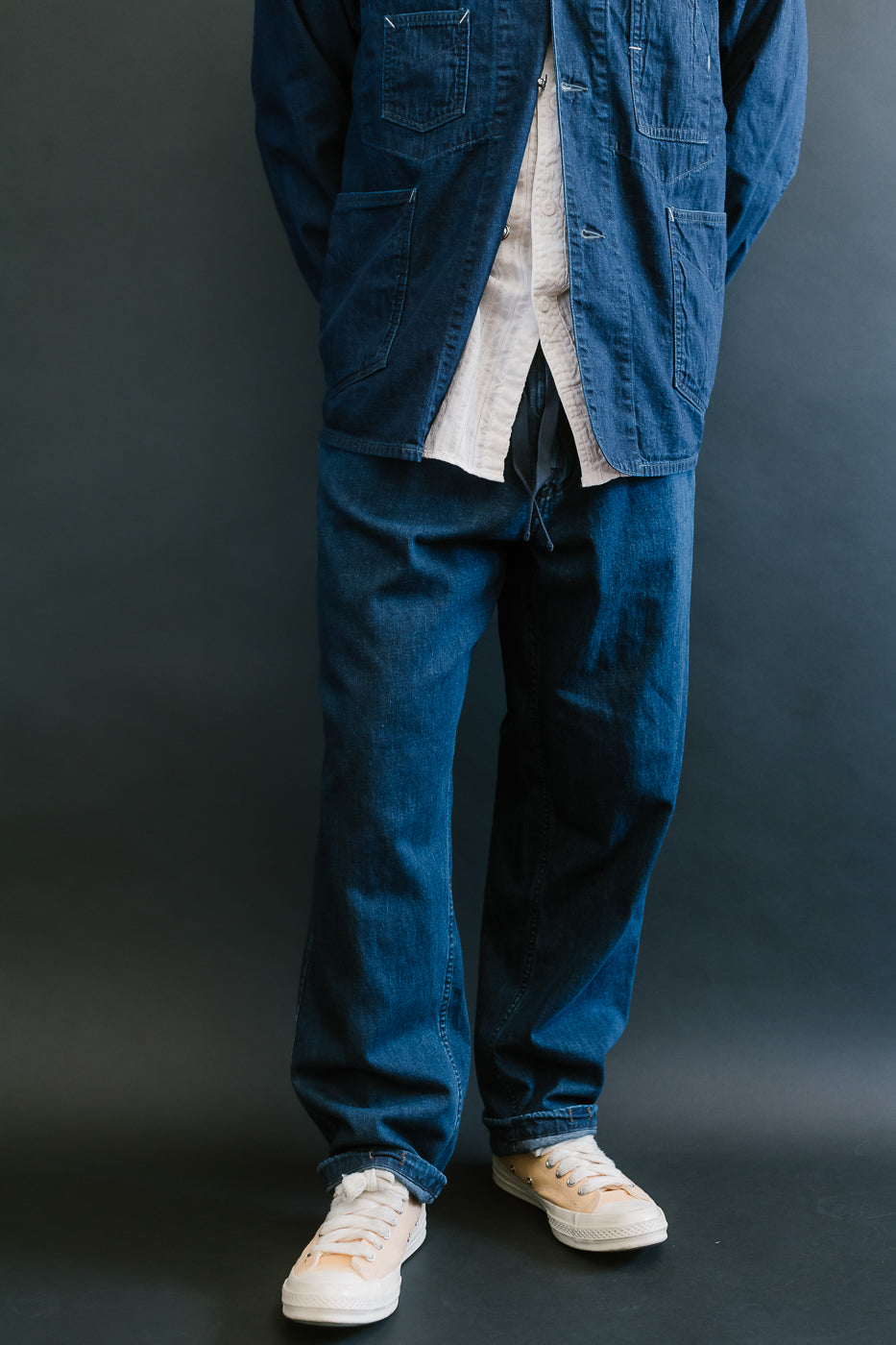 3319-8DI - E-Z Chinois De Luxe 8oz Denim Pants - Deep Wash Indigo