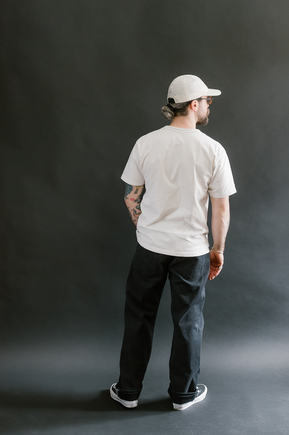 1170-1-BK - Sashiko Denim Loose Fit - Black x Gray