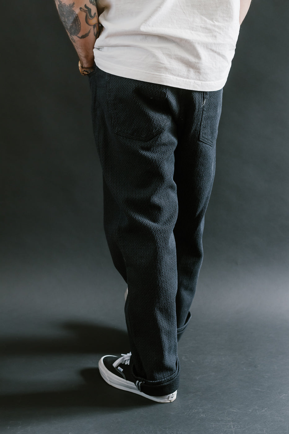 1170-1-BK - Sashiko Denim Loose Fit - Black x Gray