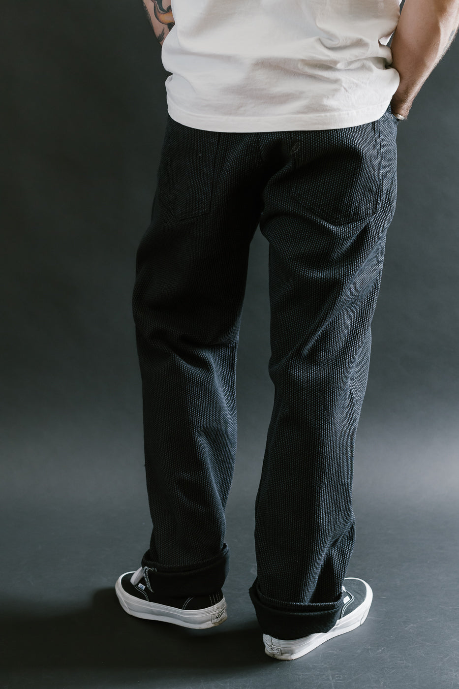1170-1-BK - Sashiko Denim Loose Fit - Black x Gray