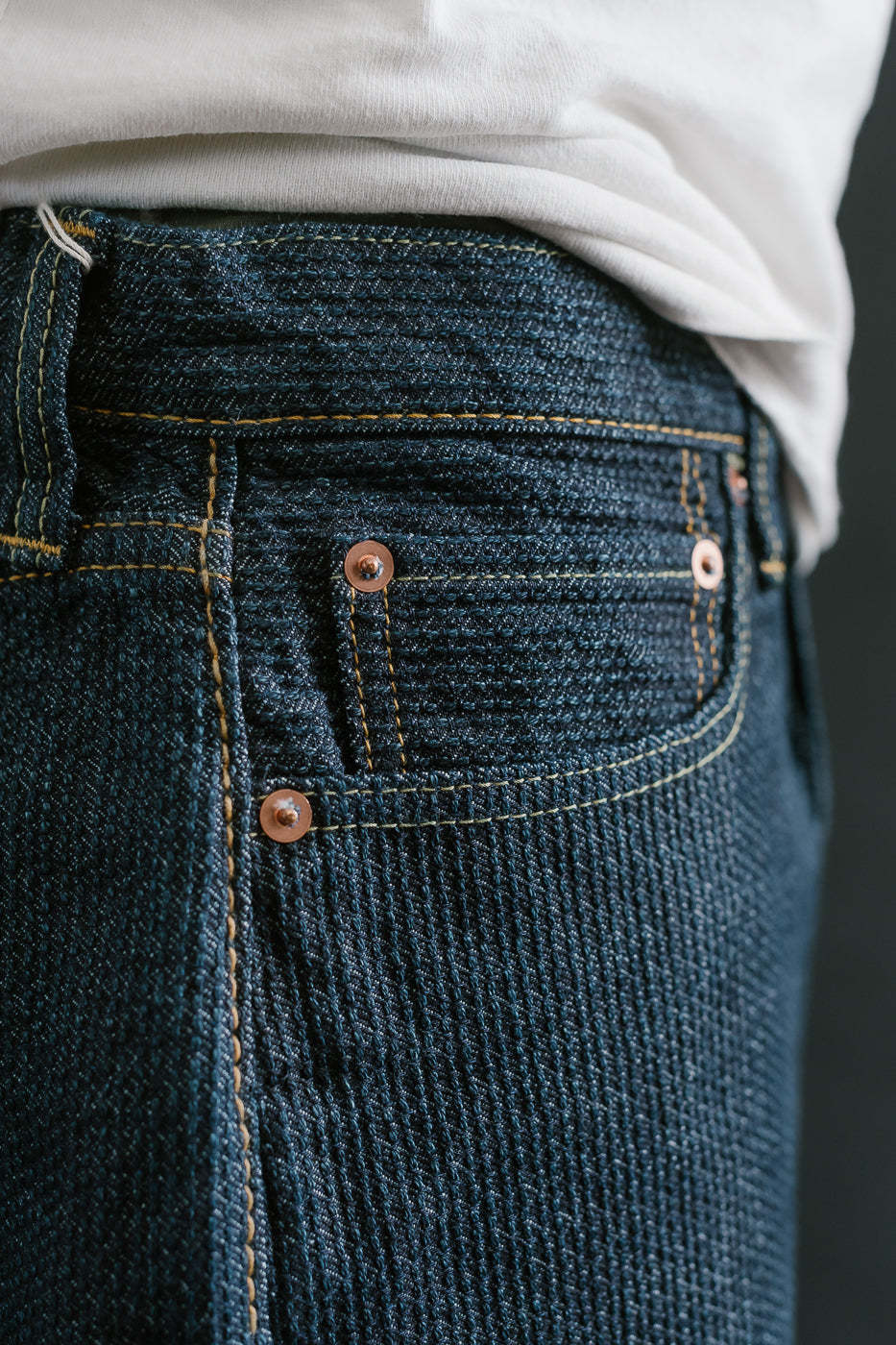 1170-1-ID - Sashiko Denim Loose Fit - Indigo x Natural