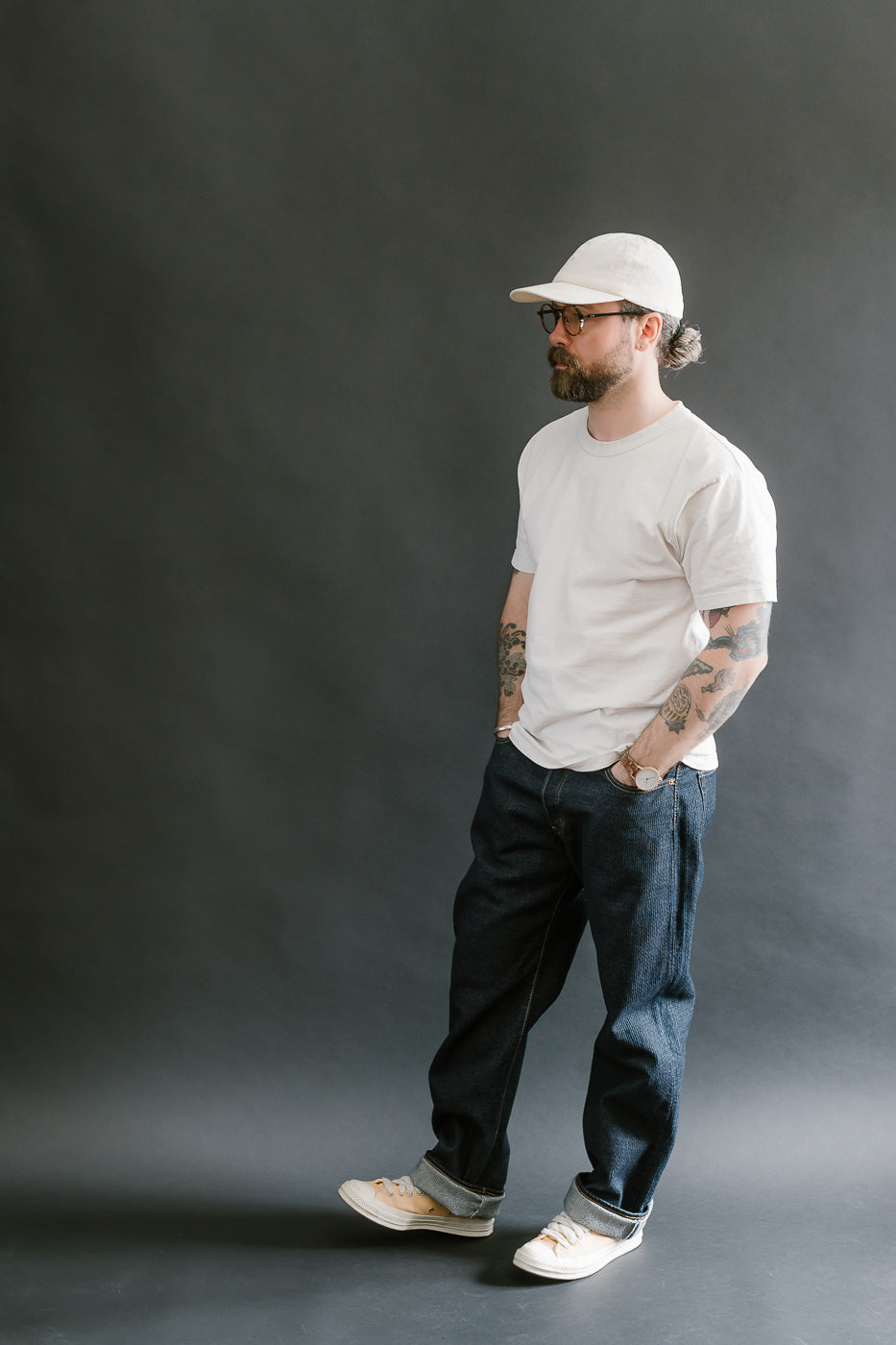 1170-1-ID - Sashiko Denim Loose Fit - Indigo x Natural