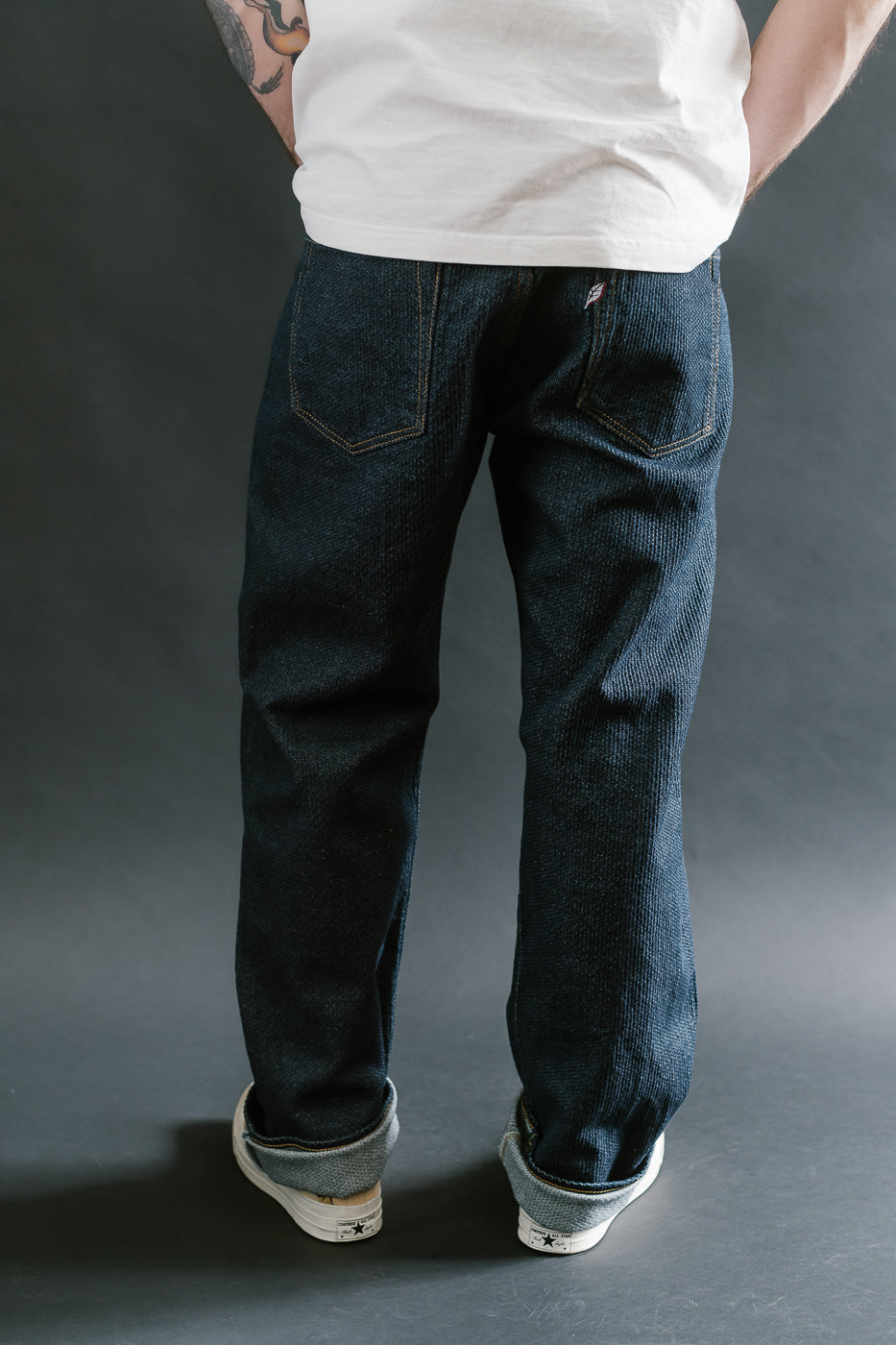 1170-1-ID - Sashiko Denim Loose Fit - Indigo x Natural