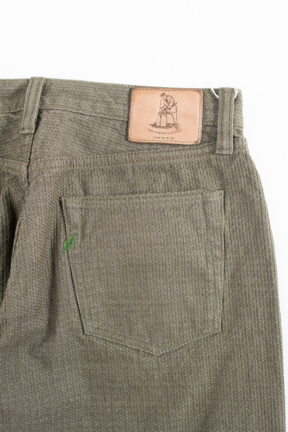 1170-1-OLV - Sashiko Denim Loose Fit - Olive x Olive