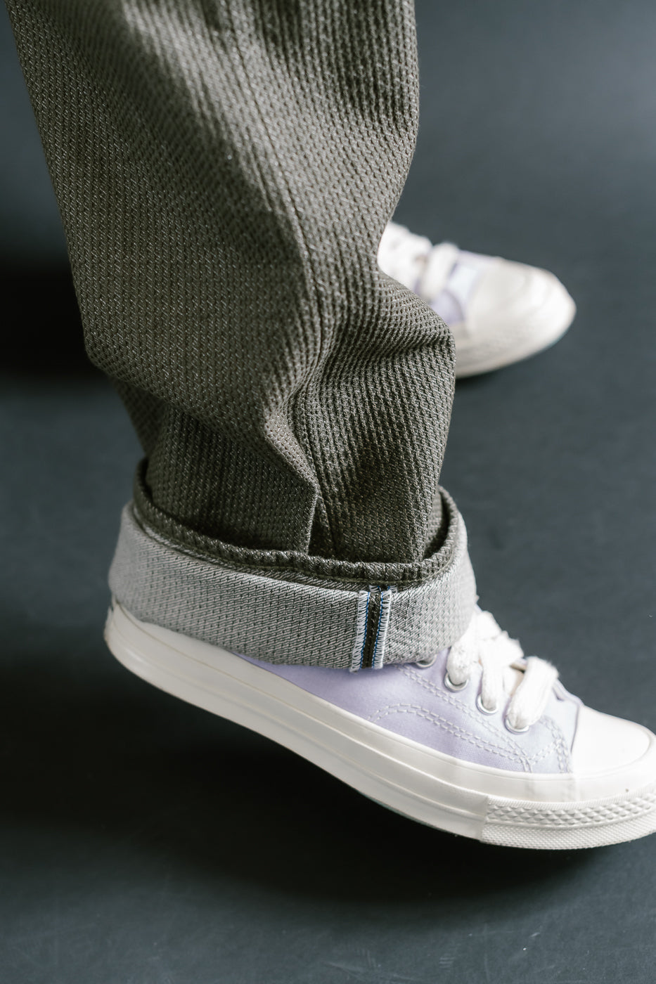 1170-1-OLV - Sashiko Denim Loose Fit - Olive x Olive