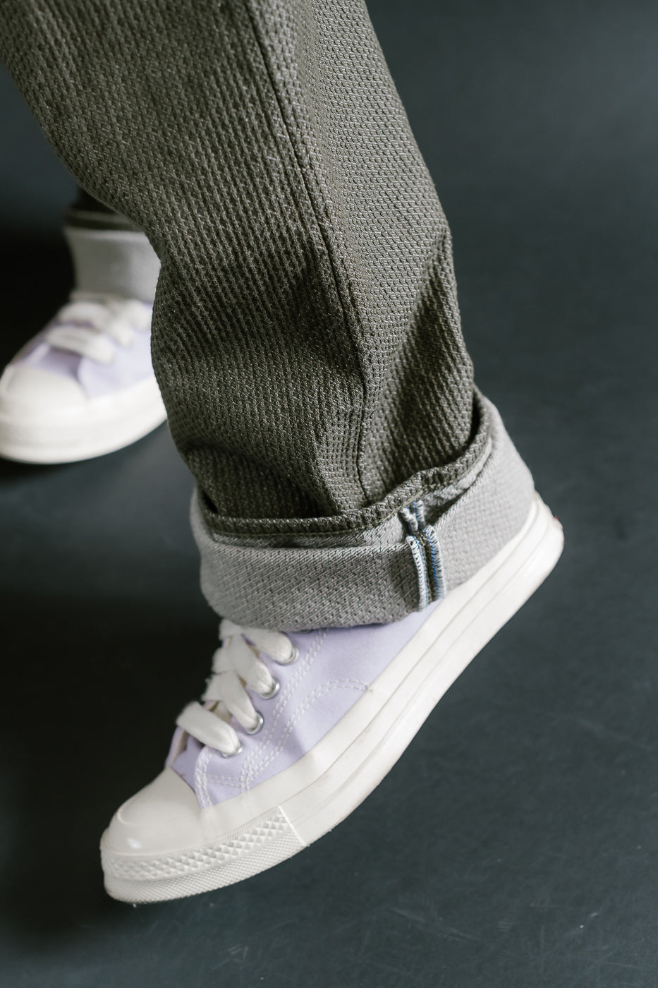 1170-1-OLV - Sashiko Denim Loose Fit - Olive x Olive