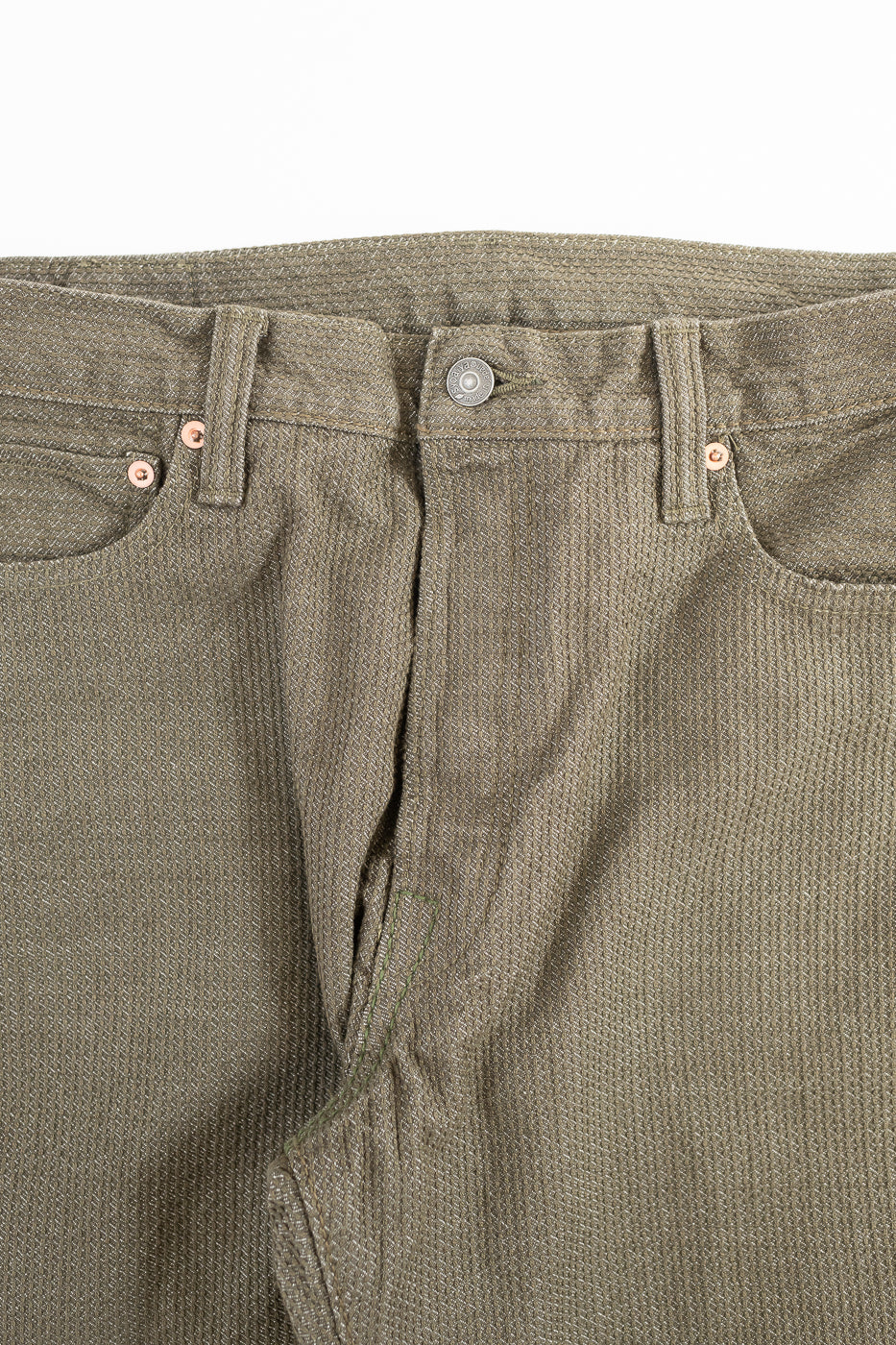 1170-1-OLV - Sashiko Denim Loose Fit - Olive x Olive