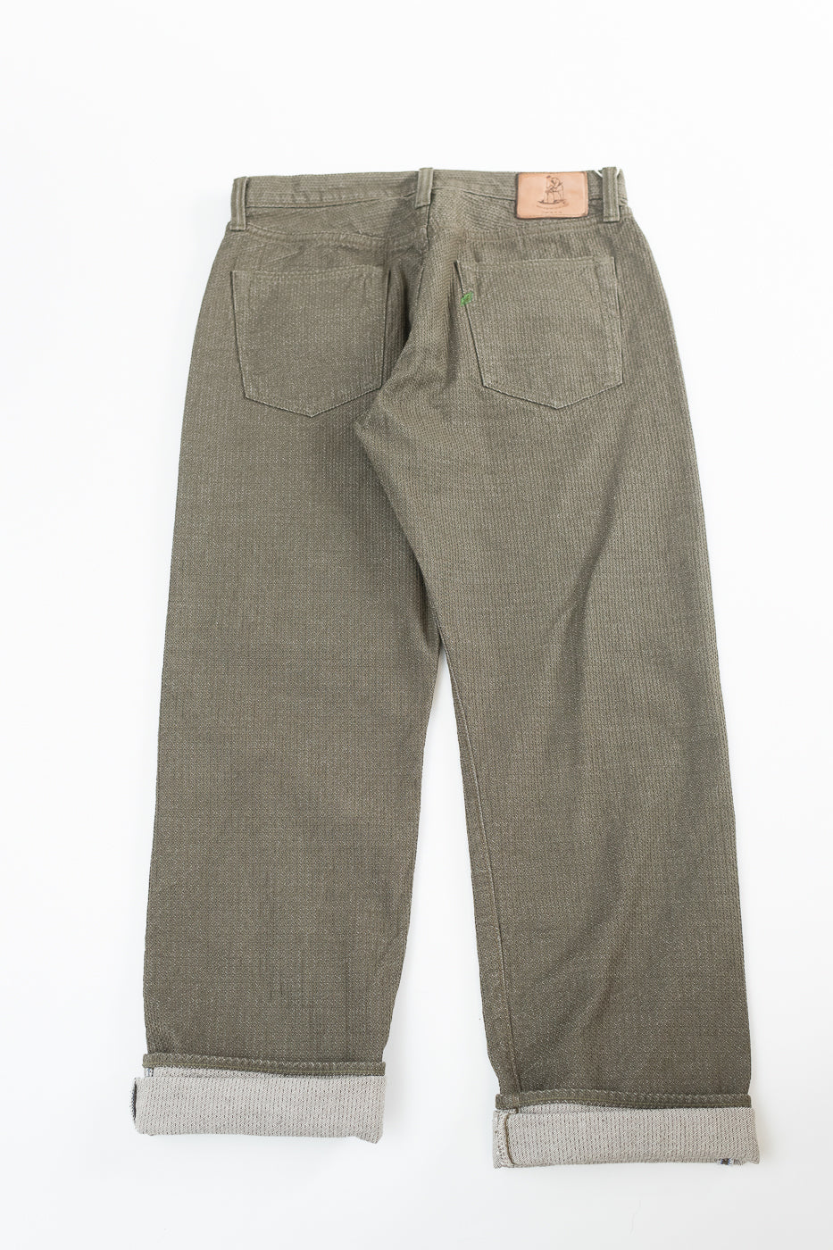 1170-1-OLV - Sashiko Denim Loose Fit - Olive x Olive