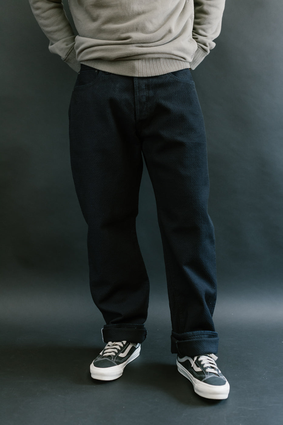 1178-ID - Sashiko Denim Regular Fit - Indigo x Black
