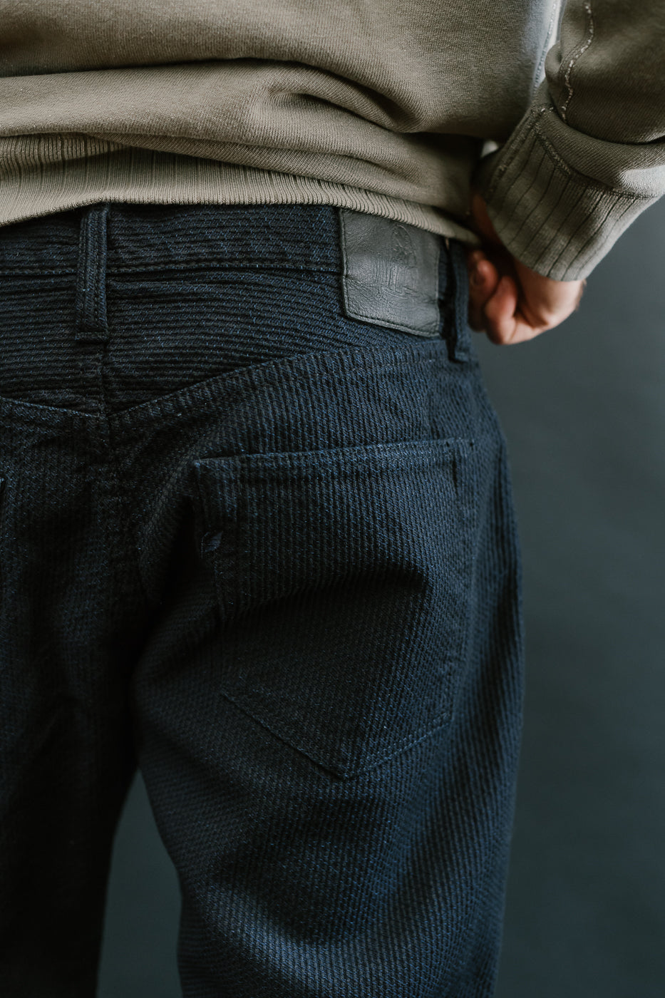 1178-ID - Sashiko Denim Regular Fit - Indigo x Black
