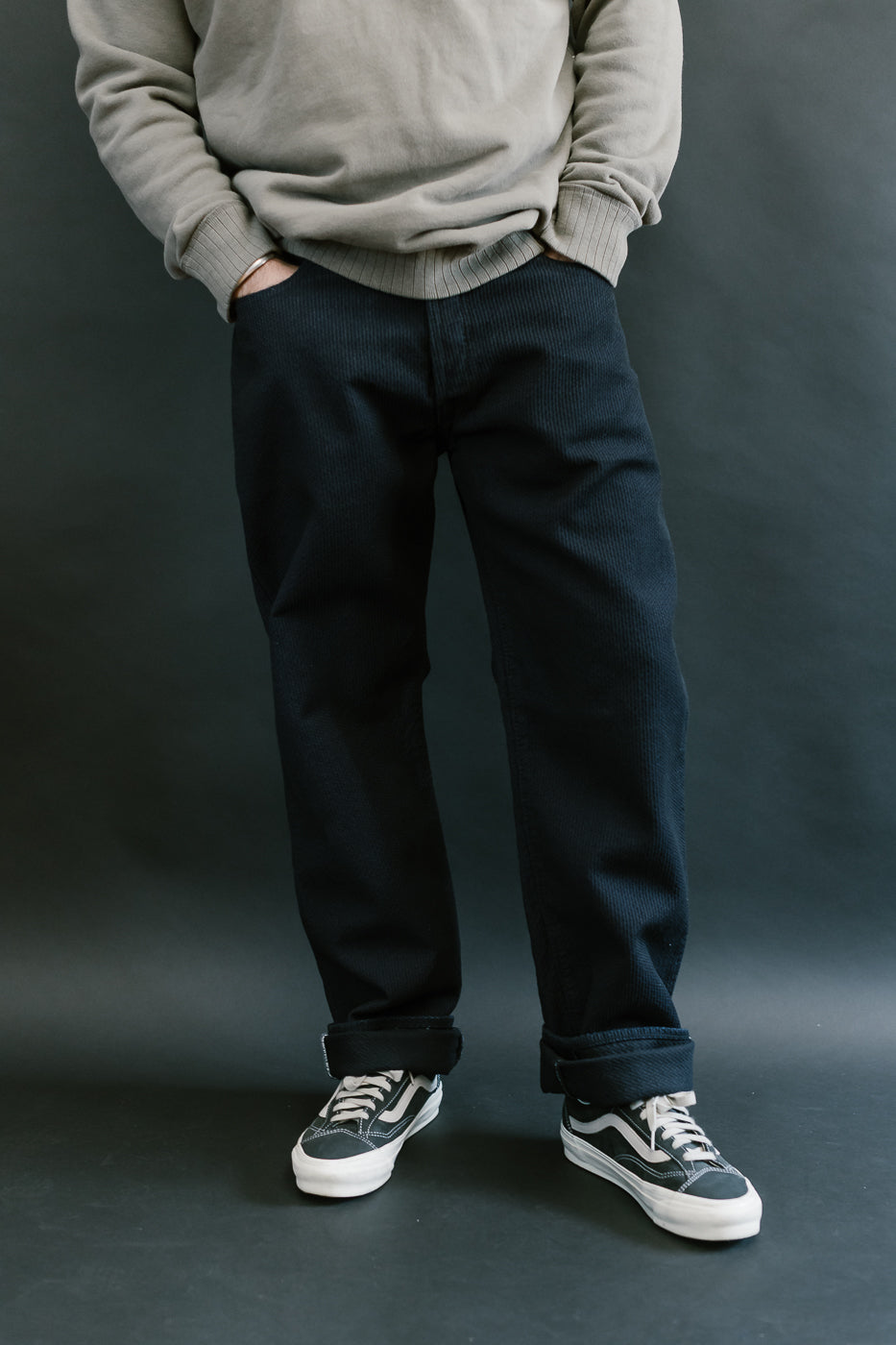 1178-ID - Sashiko Denim Regular Fit - Indigo x Black
