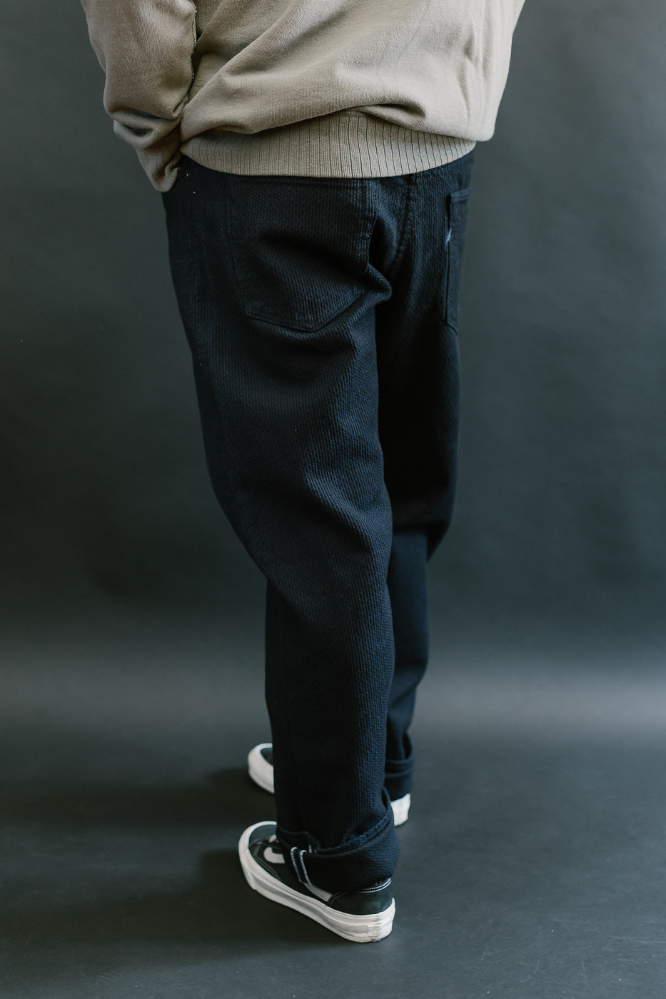 1178-ID - Sashiko Denim Regular Fit - Indigo x Black