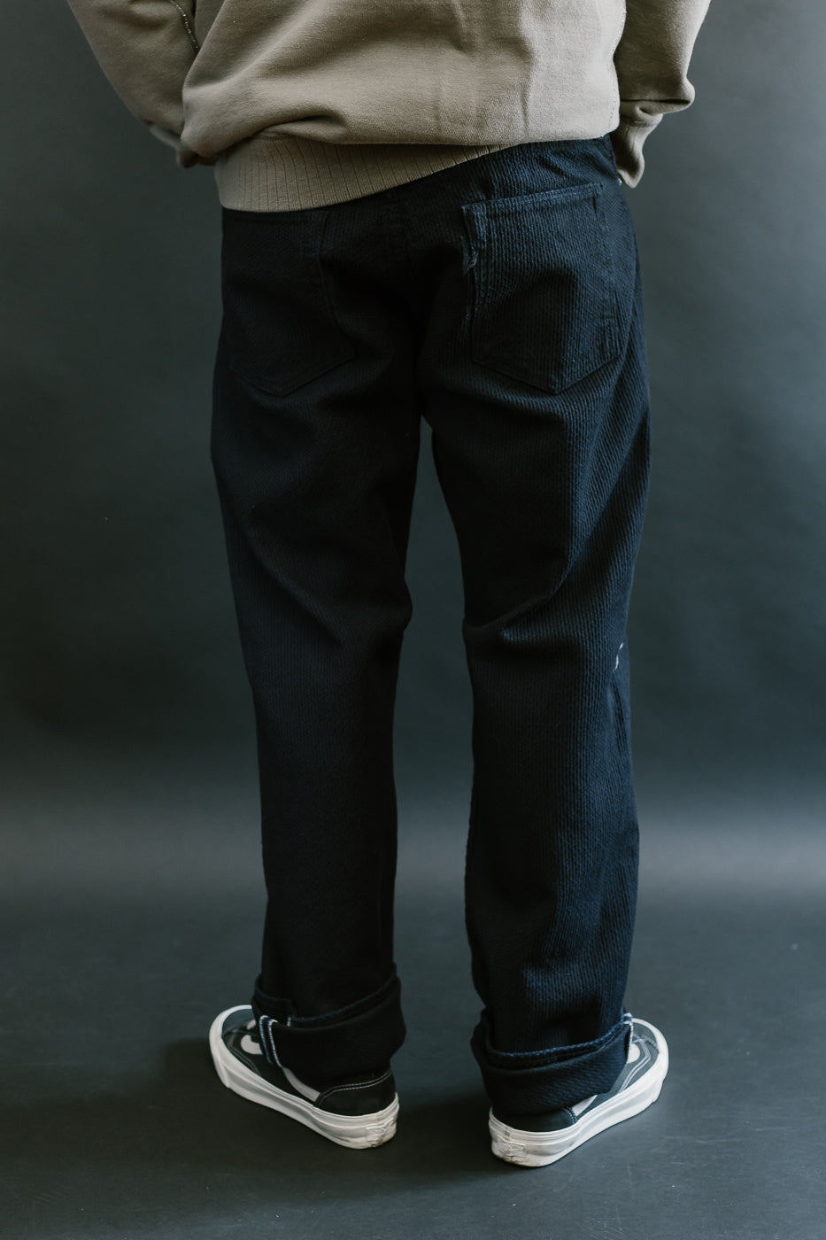 1178-ID - Sashiko Denim Regular Fit - Indigo x Black