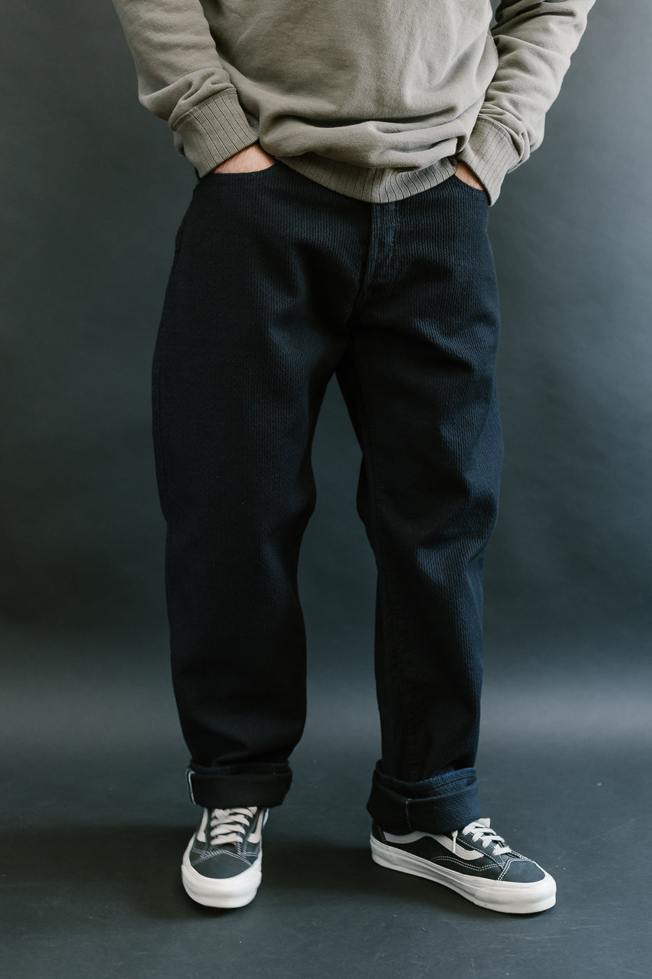 1178-ID - Sashiko Denim Regular Fit - Indigo x Black