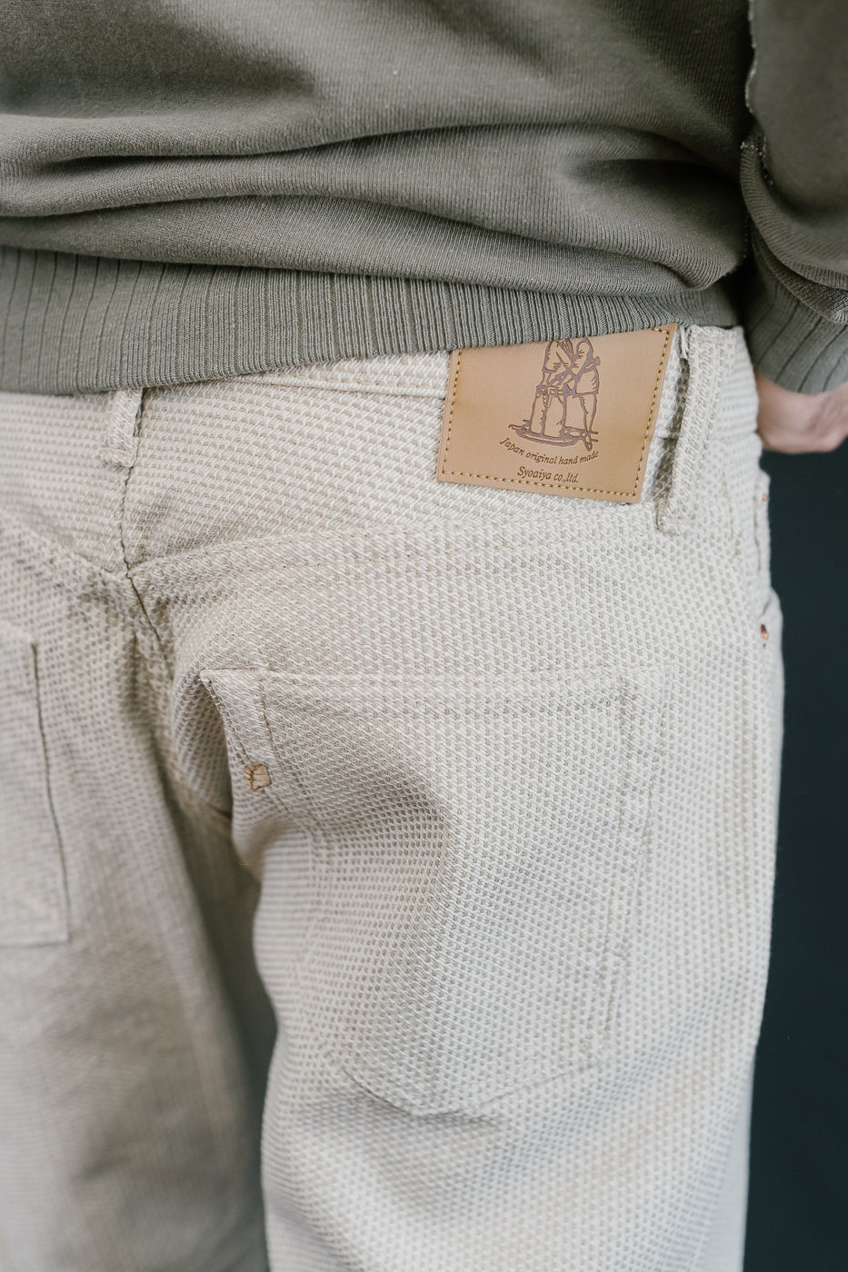 1178-IV - Sashiko Denim Regular Fit - Ivory x Beige