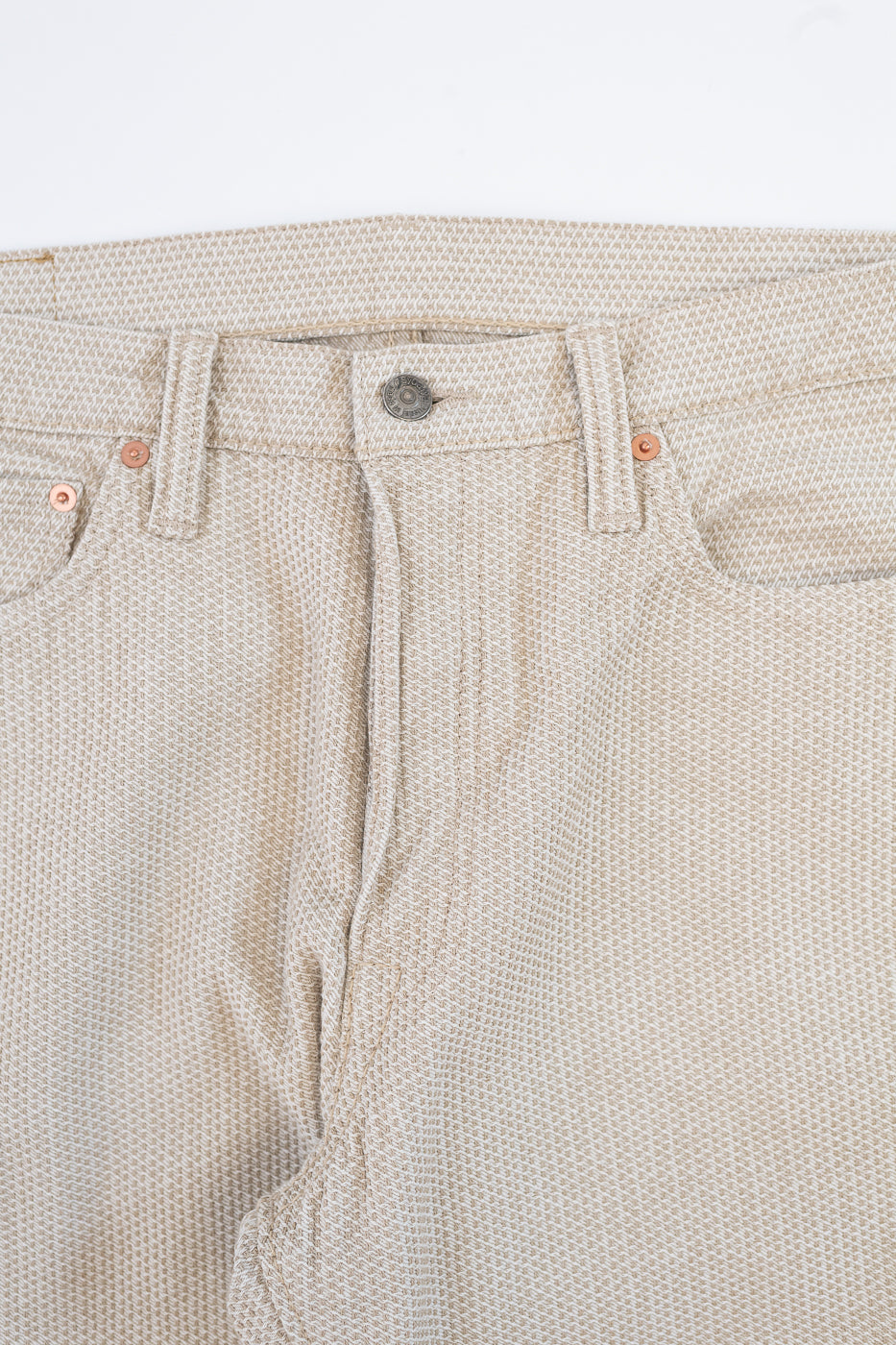 1178-IV - Sashiko Denim Regular Fit - Ivory x Beige