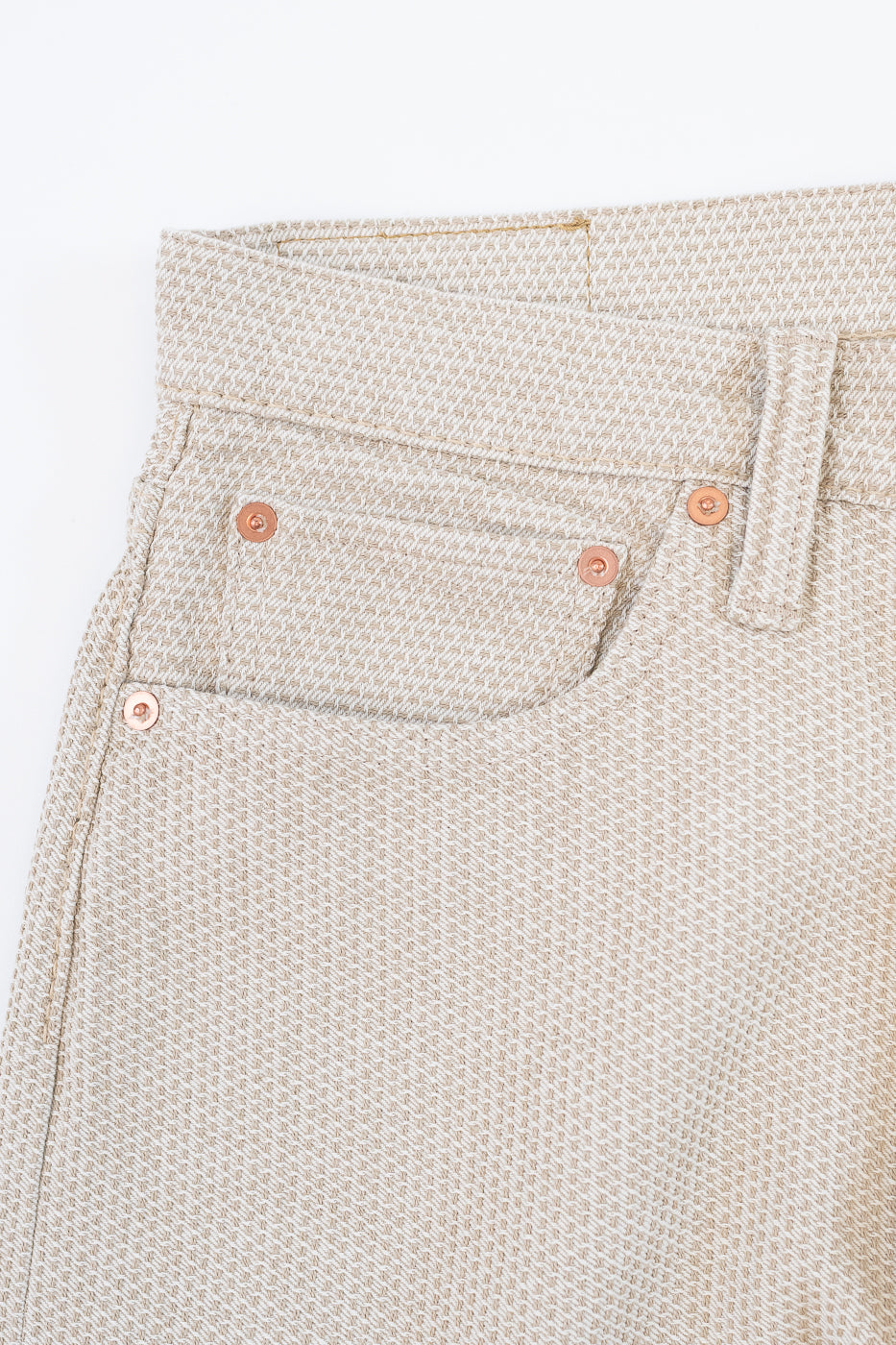 1178-IV - Sashiko Denim Regular Fit - Ivory x Beige