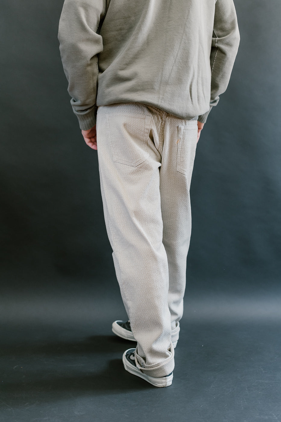 1178-IV - Sashiko Denim Regular Fit - Ivory x Beige