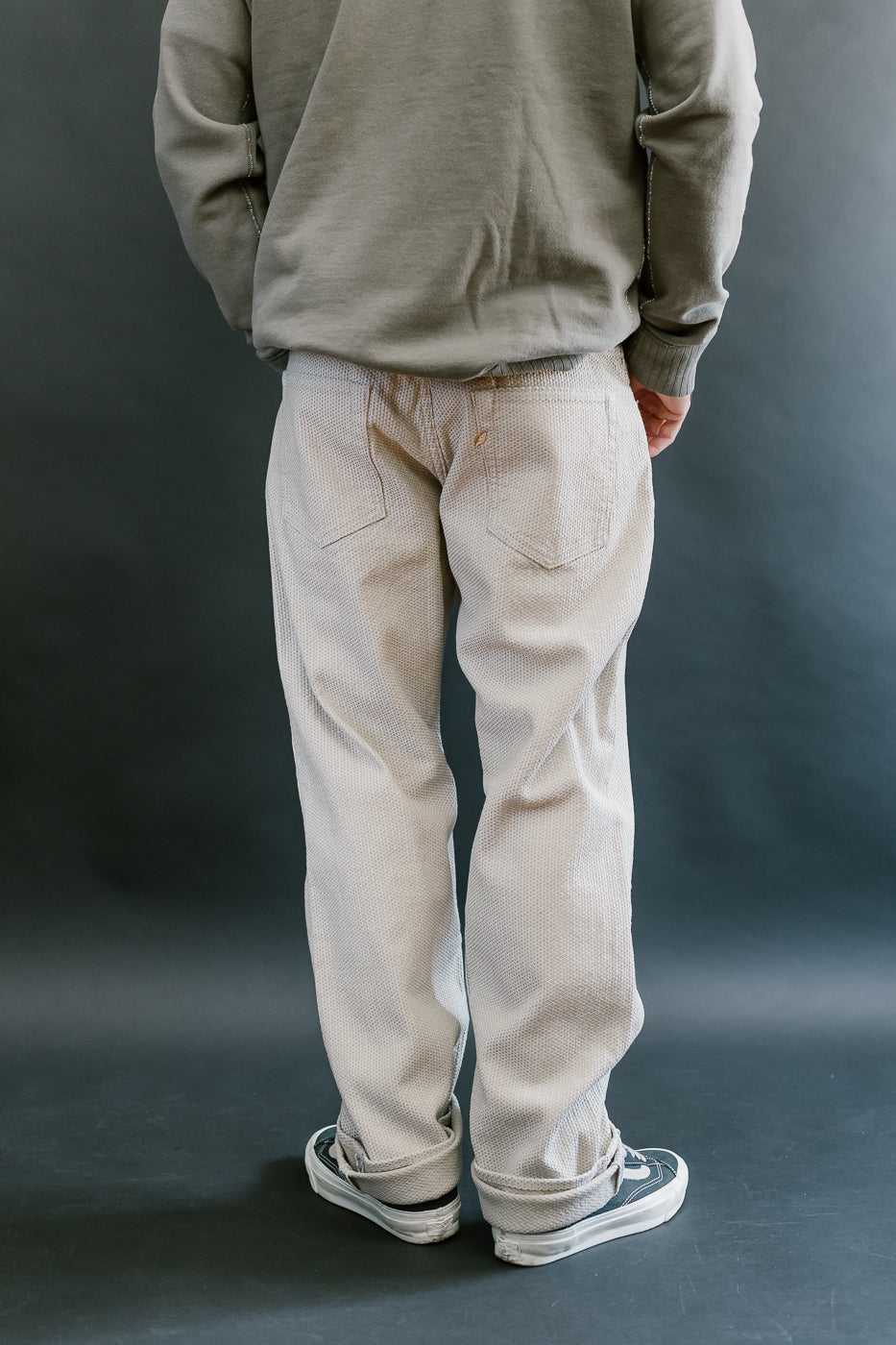 1178-IV - Sashiko Denim Regular Fit - Ivory x Beige