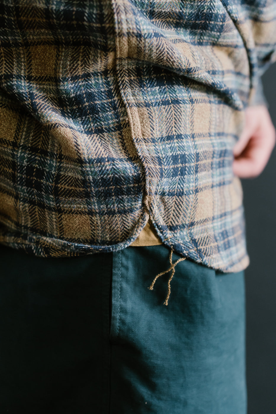 2229-BE - Woven Tweed Check Double Pocket Shirt - Beige