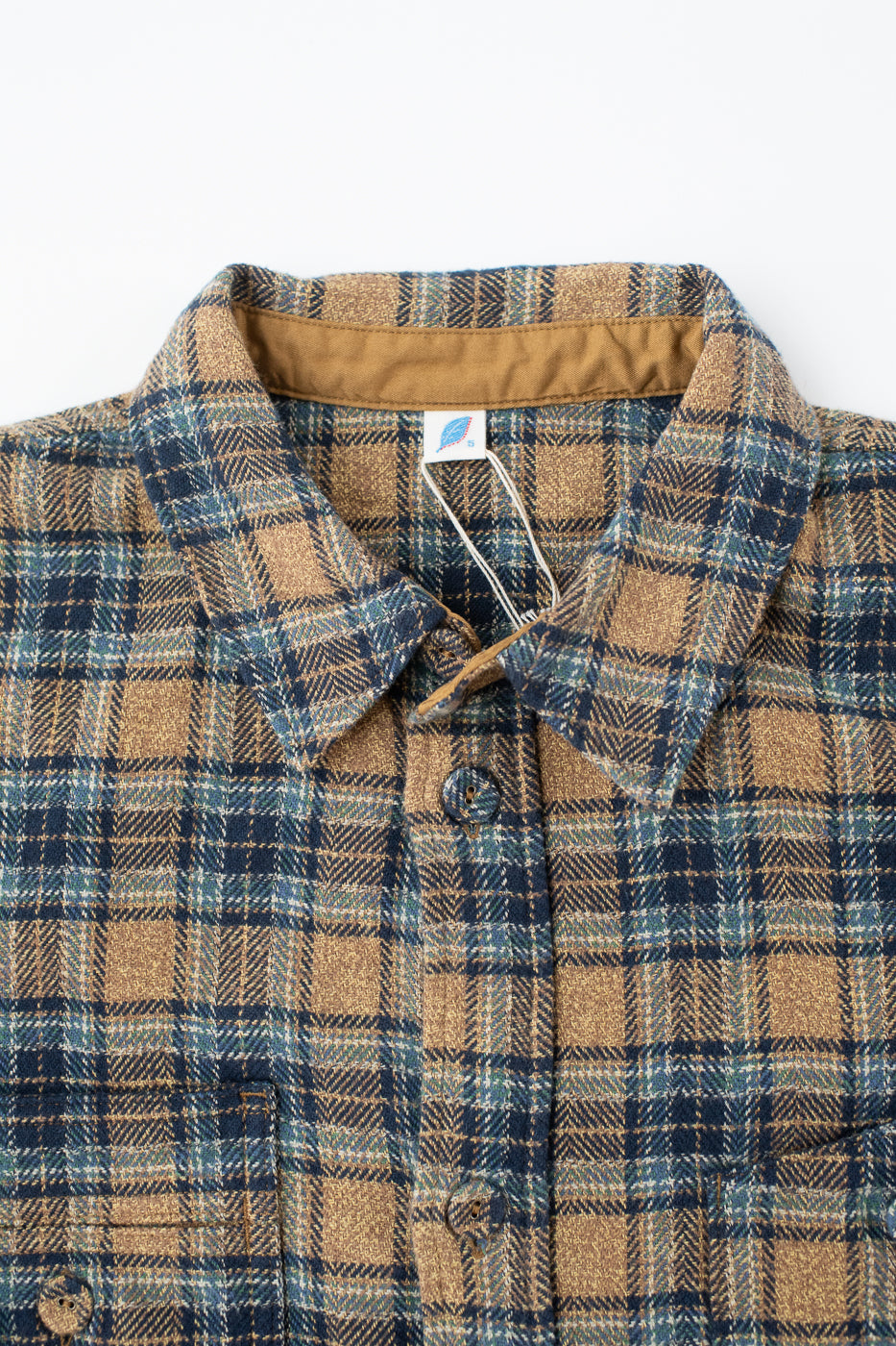 2229-BE - Woven Tweed Check Double Pocket Shirt - Beige